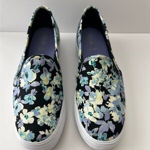 Keds Floral Slip-On Platform Sneakers - Black, Blue, Yellow